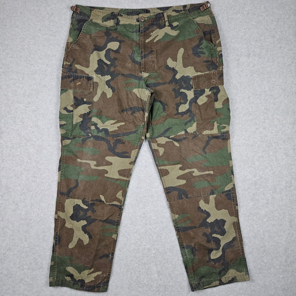 Genuine Gear Men's XL Camo Cargo Pants Woodland Tactical Combat Trouser Ripstop
